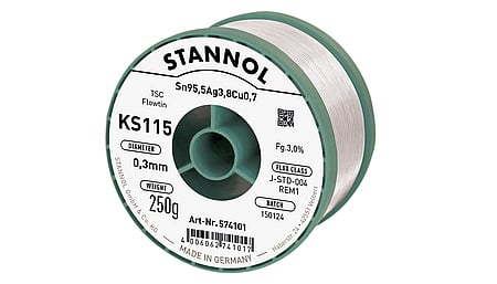 Solder wire KS115, Sn95,5Ag3,8Cu0,7 - FLOWTIN TSC, RE M1, 0.3mm, 250g