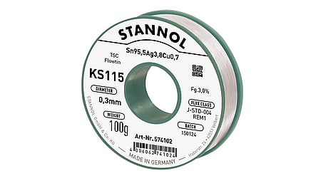 Fil de soudure KS115, Sn95,5Ag3,8Cu0,7 - FLOWTIN TSC, RE M1, 0.3mm, 100g