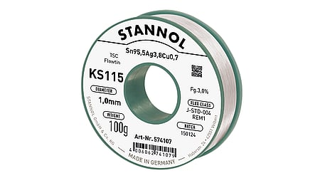Fil de soudure KS115, Sn95,5Ag3,8Cu0,7 - FLOWTIN TSC, RE M1, 1mm, 100g