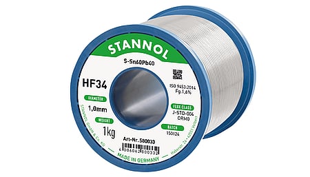 Solder wire HF34, Sn60Pb40, OR M0, 1mm, 1000g