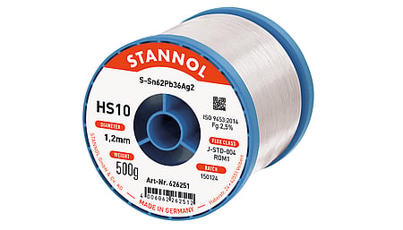 Solder wire HS10, Sn62Pb36Ag2, RO M1, 1.2mm, 500g