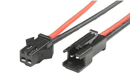 1000mm Verlängerungskabel AWG22 rot/schwarz mit Stecker/Buchse