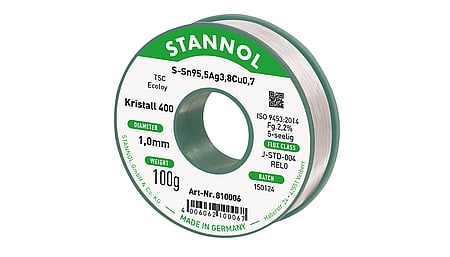 Solder wire Kristall 400, Sn95,5Ag3,8Cu0,7 - TSC, RE L0, 1mm, 100g