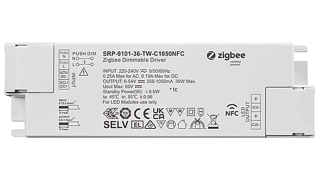 36W ZigBee 3.0, AC-PUSH, Tunable White Driver LED CC 350-1050mA avec NFC