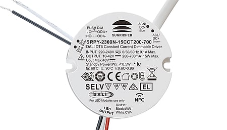 15W DALI2 DT8, Tunable white, Konstantstrom LED Treiber, 200-700mA, NFC