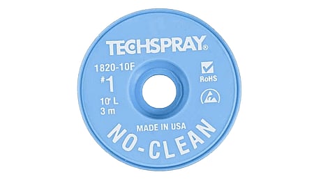 Techspray desoldering braid ESD, 0.9mm x 3m, flux-coated, no-clean