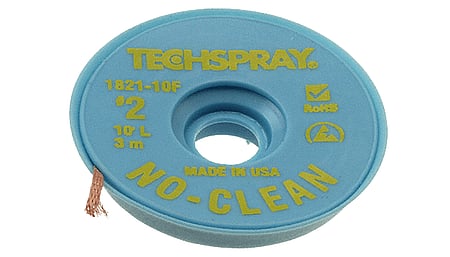 Techspray desoldering braid ESD, 1.4mm x 3m, flux-coated, no-clean