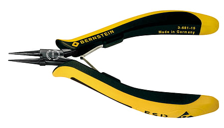 ESD round nose pliers EUROline dissipative 130 mm smooth gripping surfaces