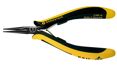 ESD needle nose pliers EUROline dissipative 140 mm smooth gripping surfaces