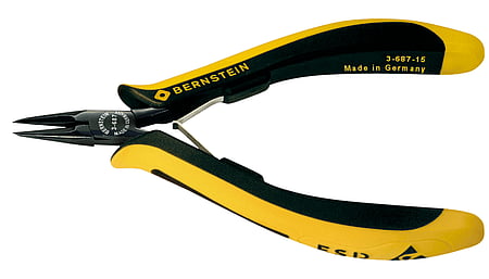 ESD needle nose pliers EUROline dissipative 140 mm smooth gripping surfaces