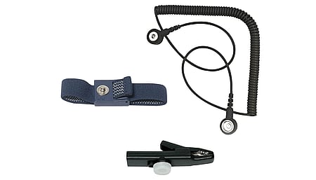 ESD contact bracelet with spiral cable + crocodile clip