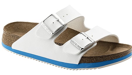 Arizona Super Grip Birkenstock" sandals, white/blue