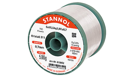 Solder wire crystal 511, Sn95,5Ag3,8Cu0,7 - FLOWTIN TSC, RE M1, 0.7mm, 500g