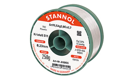 Solder wire crystal 511, Sn95,5Ag3,8Cu0,7 - FLOWTIN TSC, RE M1, 0.23mm, 250g