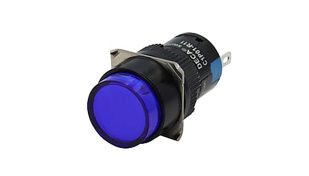 Interrupteur à pression éclairé, bleu, avec lumière LED, 24V, 2NC+2NO