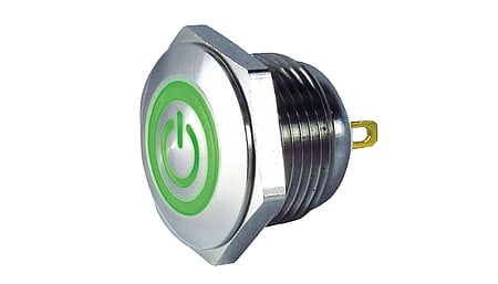 Bouton-poussoir lumineux avec impression Power, vert