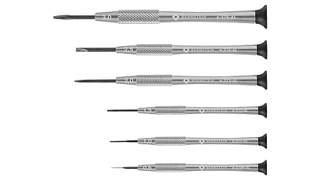 Watchmaker's screwdriver set, 6 pieces, slotted, 0.6 / 1.0 / 1.5 / 2.0 / 2.5 / 3.0 mm