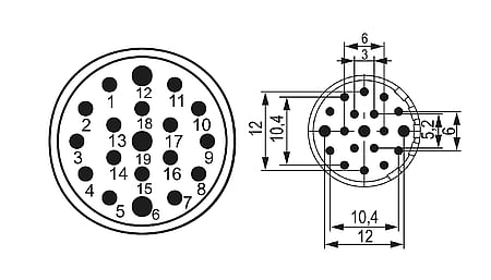 M23 Signal Insert de contact 19 pôles (w), insert à sertir sans contacts