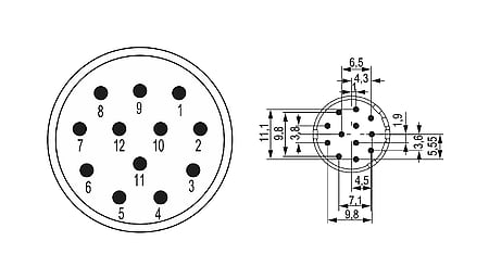 M23 Signal Insert de contact 12 pôles (w) Insert de sertissage sans contacts