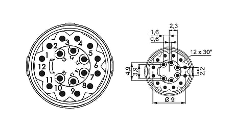 M16 crimping insert (m) 18-pin, for pins, without contacts, 160V