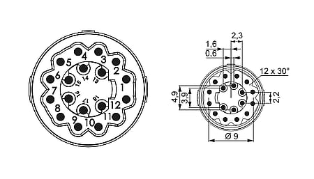 M16 Jeu de matrices (w) 18 broches, pour prises, sans contacts, 160V