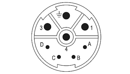 M23 power contact insert (m) 8-pin (4+3+PE), crimp insert without contacts