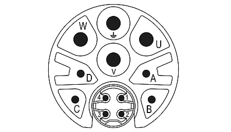 M23 Insert de contact hybride (m) 12 pôles (4+4+3+PE) Insert de sertissage sans contacts