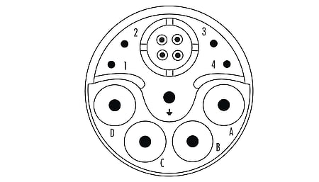 M23 Insert de contact hybride (m) 13 pôles (4+4+4+PE) Insert de sertissage sans contacts