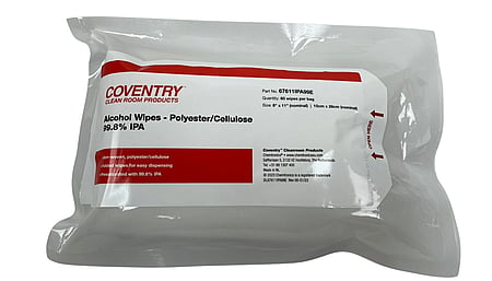 Soaked Cleanroom cleaning cloths - 99.8% IPA, 15cm x 28cm, 60 pieces