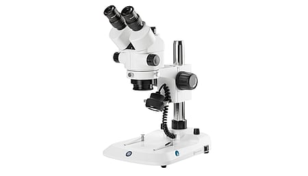 StereoBlue EVO 1703-P stereomicroscope, trinocular, 0.5x - 5.5x zoom, column stand
