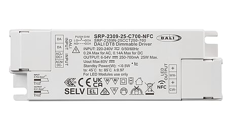 25W DALI2 DT8, Tunable white, courant constant Driver LED, 250-700mA, NFC