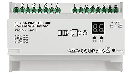 4 channel DALI leading edge, trailing edge dimmer for DIN RAIL