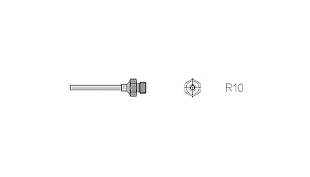 R10 round nozzle long straight, D: 2.0mm, length 50mm