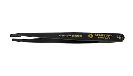 ESD plastic precision tweezers 120mm shape F tip 3mm wide