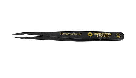 ESD plastic precision tweezers 120mm shape BB very fine tip