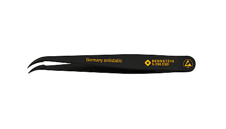 ESD plastic precision tweezers 115mm curved with fine tip