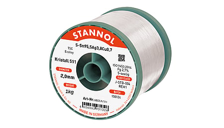 Solder wire crystal 511, Sn95,5Ag3,8Cu0,7 - TSC, RE M1, 2mm, 1000g