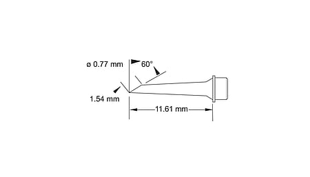 Micro drag soldering cartridge, (bevel/L) 60° x 1.54 mm, 700 series