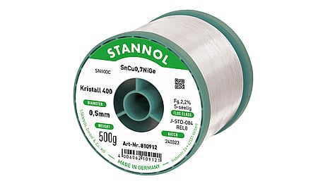 Solder wire Kristall 400, SN100C - SnCu0.7NiGe, 0.5 mm, 500 g