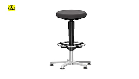 Bimos ESD Stool 3 with glides and foot ring, seat height 560 - 830 mm, black