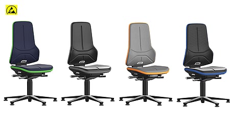 Bimos NEON 1 ESD work chair with glides and upholstery, 450-620 mm