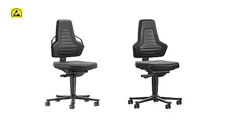 Bimos Nexxit 2 ESD work chair with casters, black, 450–600 mm