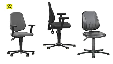 Bimos UNITEC ESD work chair with casters or glides, 440 - 590 mm