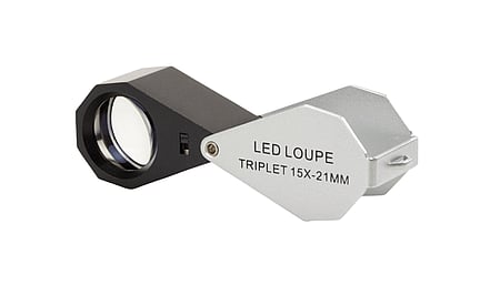 Triple magnifying glass, 15x magnification with LED lighting, PB.5018-LED