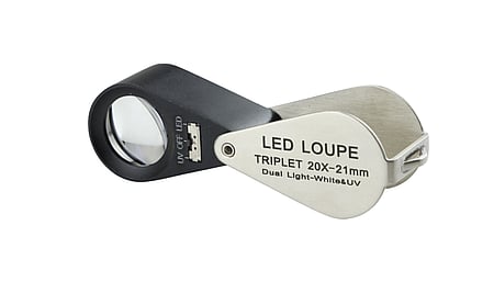 Triple magnifier, 20x magnification, with LED and UV LED lighting, PB.5033-LUV