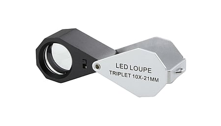 Triple magnifying glass, 10x magnification with LED lighting, PB.5034-LED