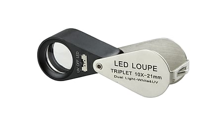 Triple magnifier, 10x magnification, with LED and UV LED lighting, PB.5034-LUV