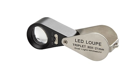 Triple magnifier, 30x magnification, with LED and UV LED lighting, PB.5035-LUV