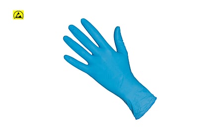 Gants jetables ESD en nitrile, bleus, 30 cm, 1000 pièces