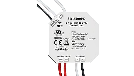 NFC-programmierbare 2-Tasten-Steuereinheit für DALI2 DT6/DT8